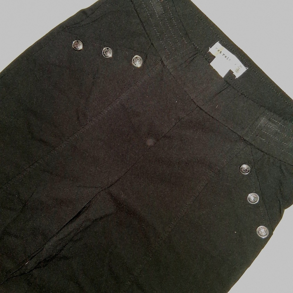 Retrolog‎ Black Dress Pants Silver Button Accents Career Work Elegant Women